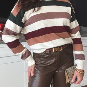 Women's Preppy 90's Striped Soft Knit Sweater Top | Sage The Label | Cream